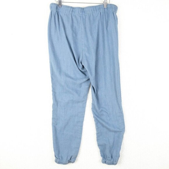 Madewell Joggers Womens Medium Blue Linen Blend Draw String Tapered Casual - Picture 4 of 10